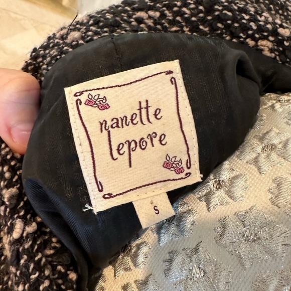 1980s Nanette lepore black and tan tweed skirt suit size small - Picture 3 of 5